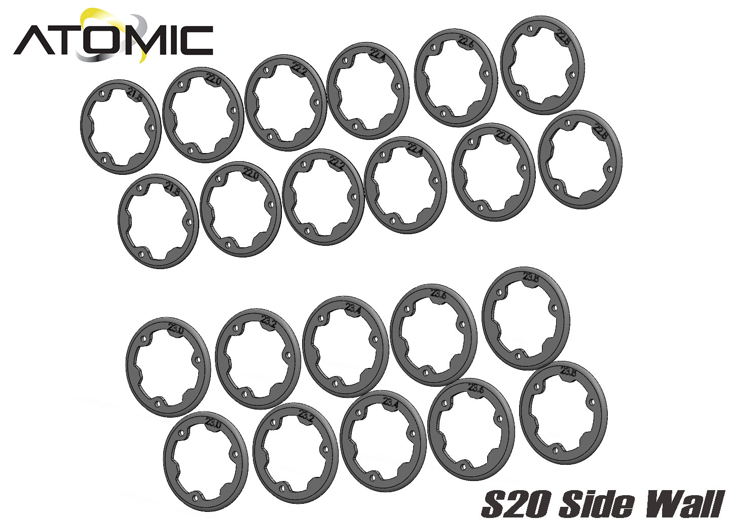 Side Wall Combo w/ Screw Set (11 pairs: 21.8 to 23.8mm)