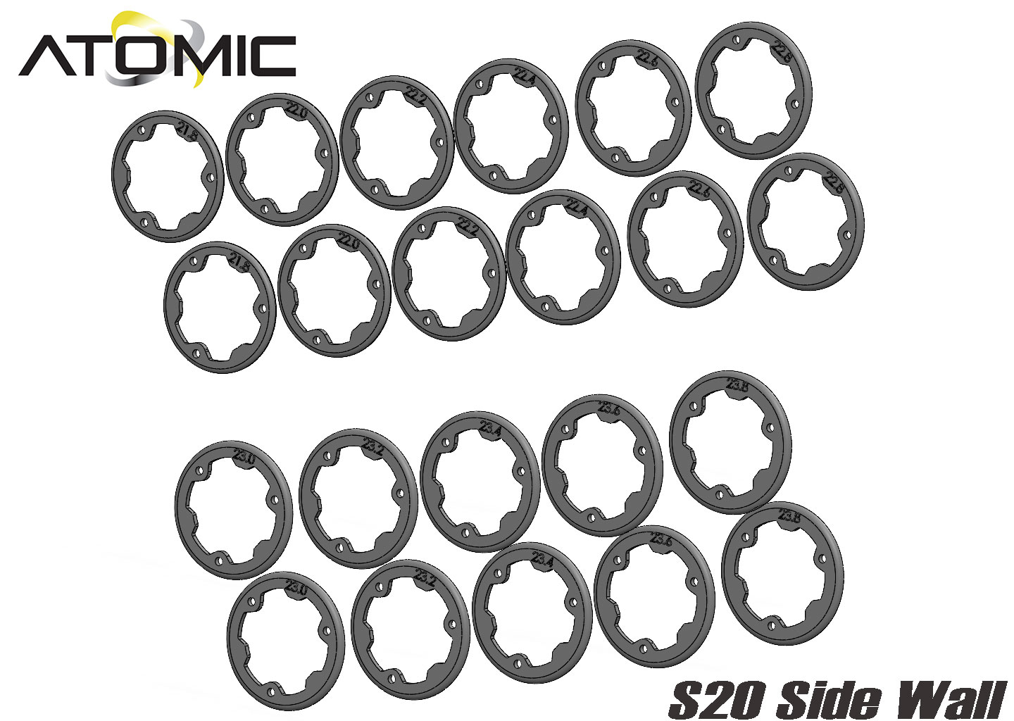 Side Wall Combo w/ Screw Set (11 pairs: 21.8 to 23.8mm) - Click Image to Close