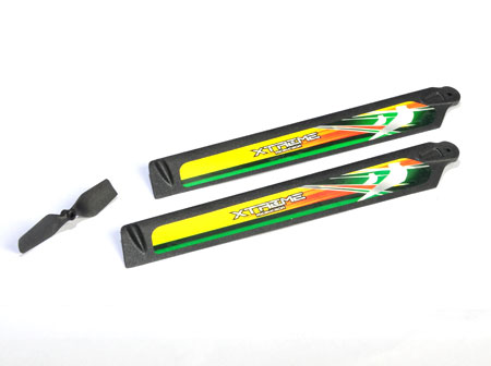 Carbon Fiber Polymer Main & Tail Blade (1 set Green) - Trex 150 - Click Image to Close