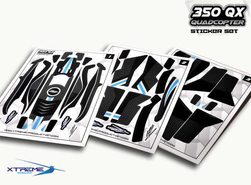 Pre-Cut Body Sticker Set (Black) -Blade 350QX - Click Image to Close