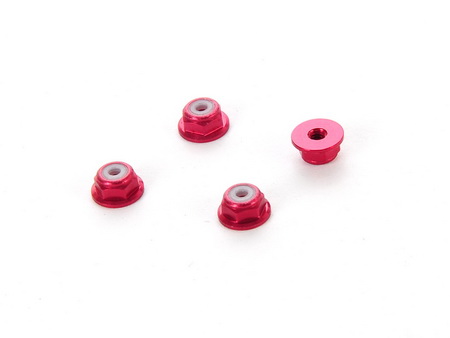 2mm Alu. Large Head Lock Nut (4 pcs,Red) For Mini-Z Buggy