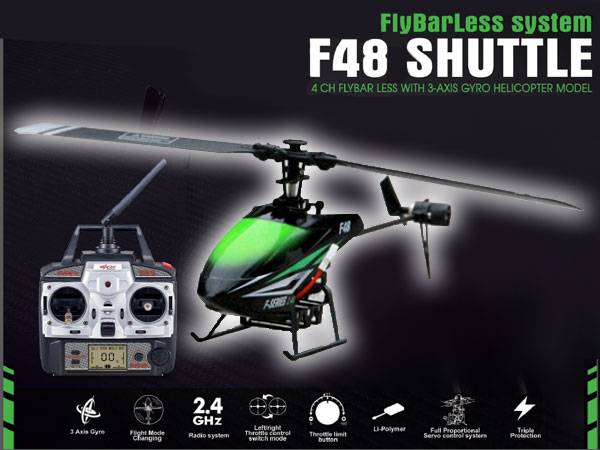 MJX F48 Shuttle 4CH Flybarless System Helicopter With Gyro-Black