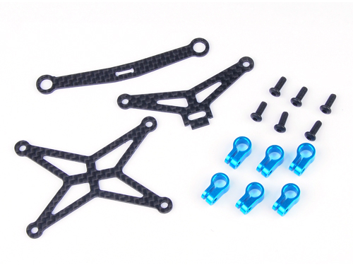 Carbon and Alu. Holder for Body Mount - Blue [Tamiya MF-01X]