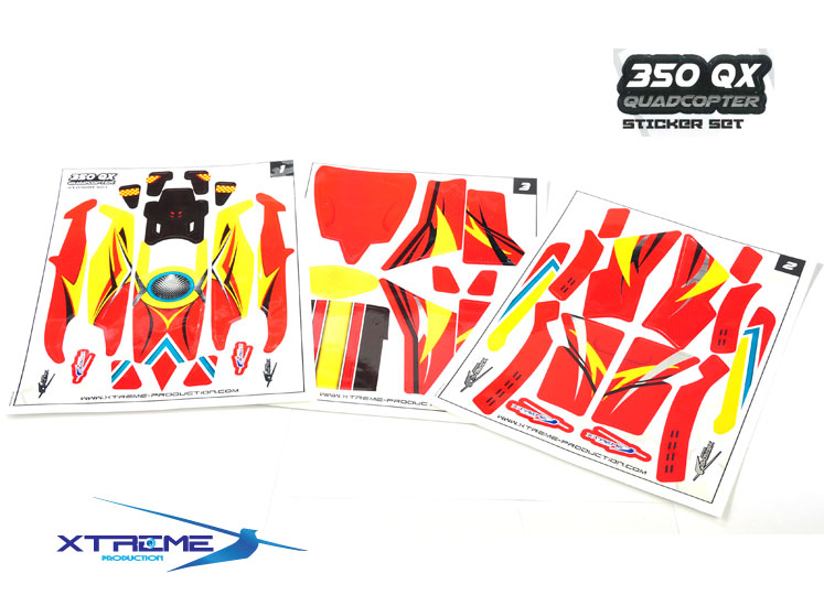 Pre-Cut Body Sticker Set (Red) -Blade 350QX - Click Image to Close