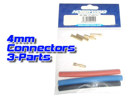 4mm Gold Round plug (3 sets w/ Heat Shrink ) - Click Image to Close