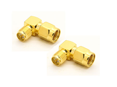 RP-SMA Jack to RP-SMA Plug 90 Degree Adaptor - 2 Pcs - Click Image to Close