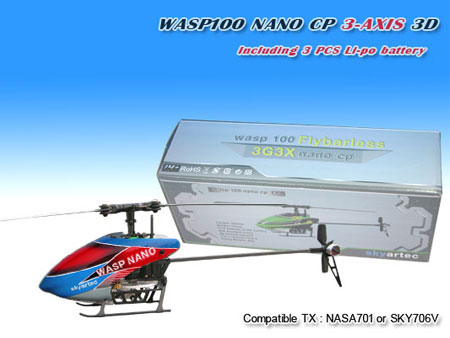 Skyartec WASP NANO CP 3D Flybarless BNF(Green Canopy) - Click Image to Close