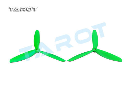Tarot 5x4.5 + 5x4.5R Three Blade Propeller (ABS) CW&CCW / green - Click Image to Close